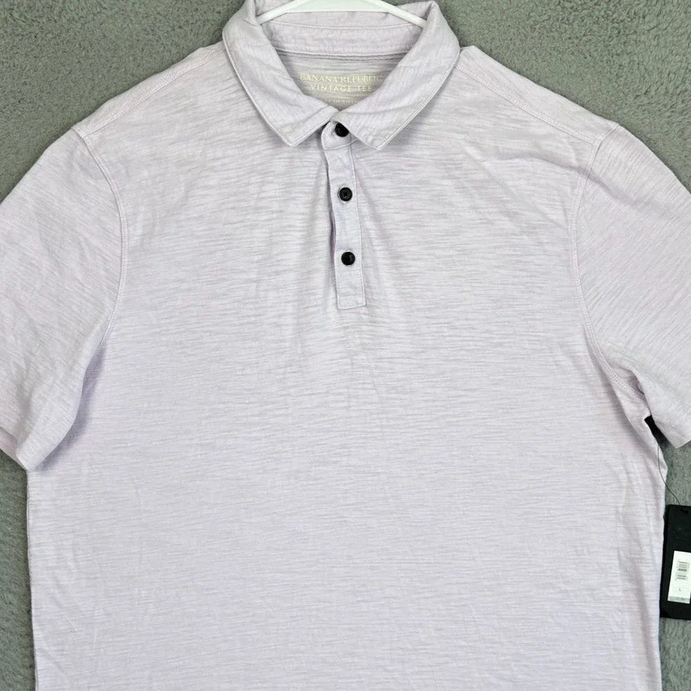 NEW Banana Republic Polo Shirt Mens Large Light Purple Vintage Tee Casual Rugby